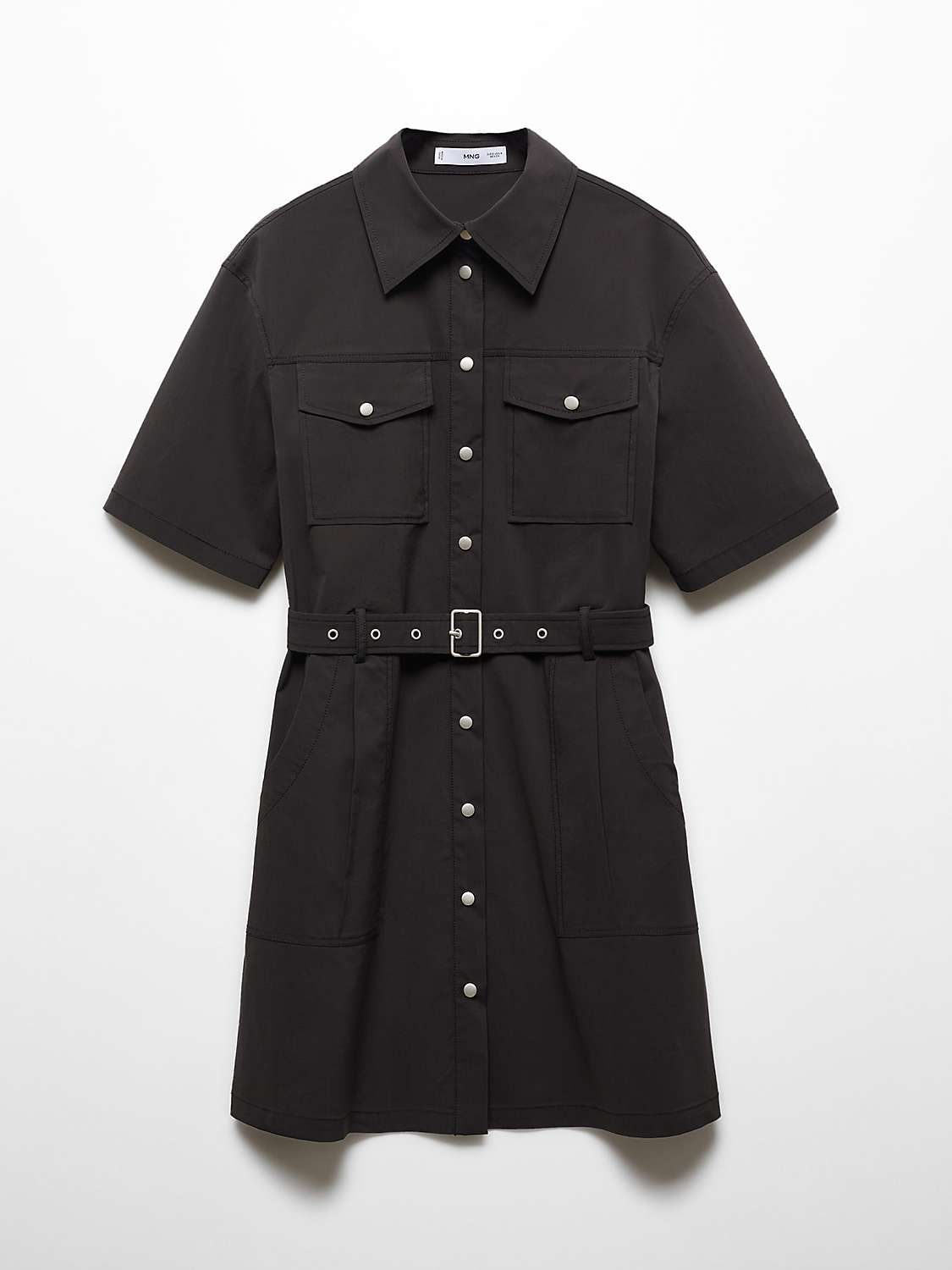 Buy Mango Belt Shirt Mini Dress, Black Online at johnlewis.com