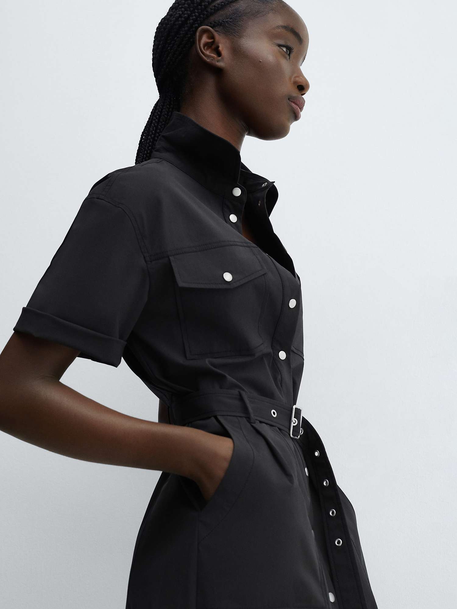 Buy Mango Belt Shirt Mini Dress, Black Online at johnlewis.com