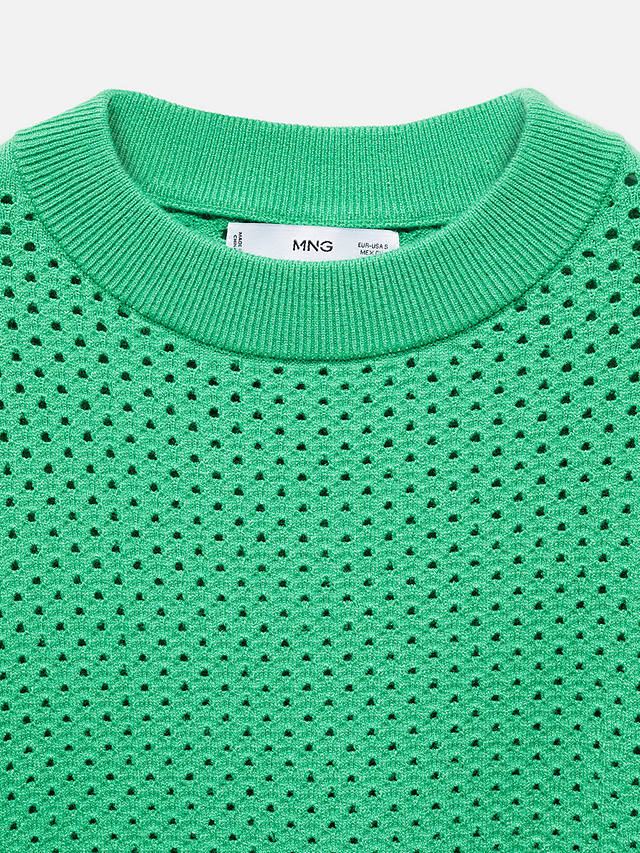 Mango Open Knit Jumper, Green