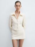 Mango Nice Textured Jacket, Light Beige