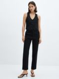 Mango Linen Waistcoat, Black