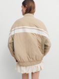 Mango Mix Padded Retro Bomber Jacket, Beige/Multi