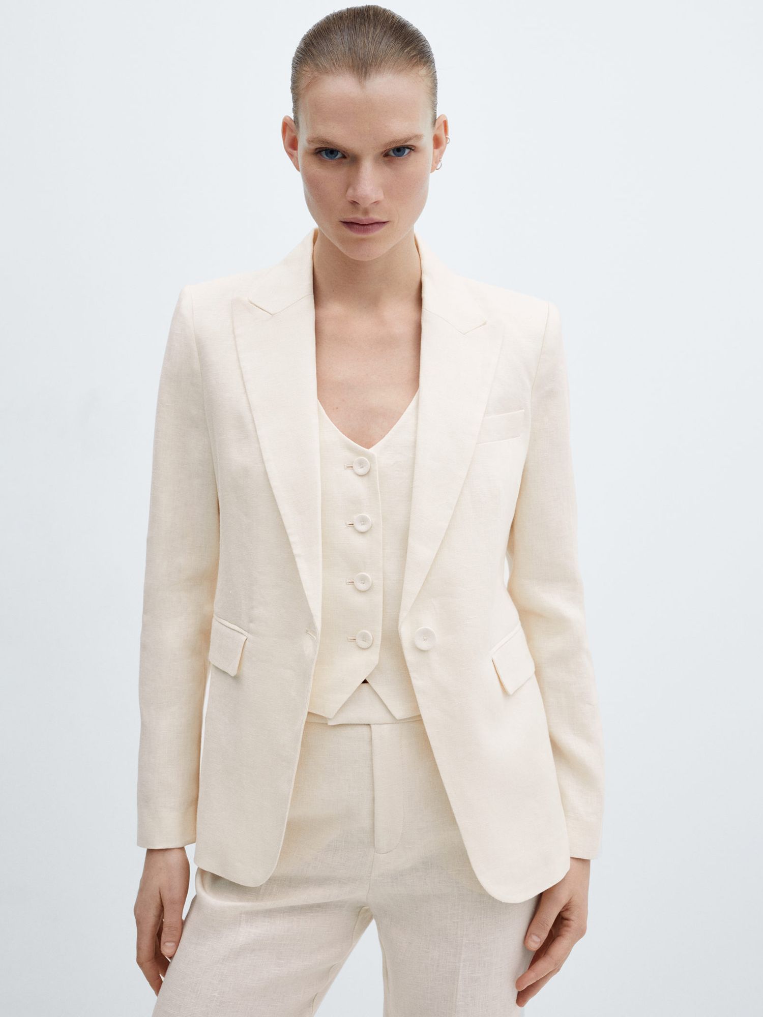 Buy Mango Boreli Linen Suit Jacket, Light Beige Online at johnlewis.com