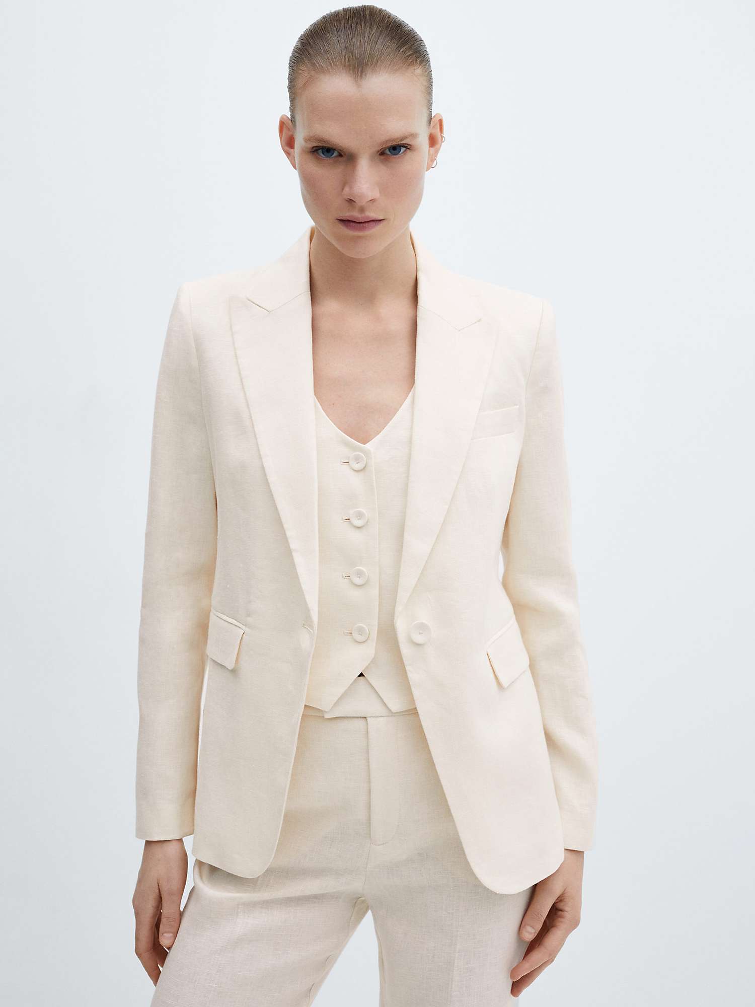 Buy Mango Boreli Linen Suit Jacket, Light Beige Online at johnlewis.com