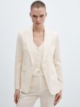 Mango Boreli Linen Suit Jacket, Light Beige