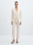 Mango Boreli Linen Suit Jacket, Light Beige