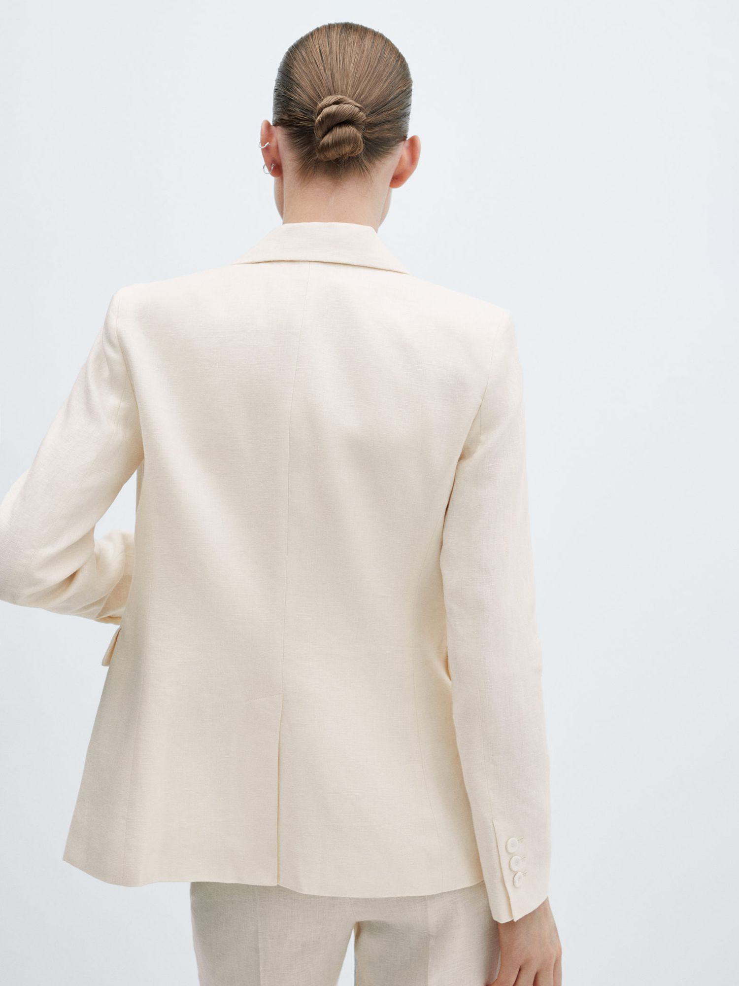 Mango Boreli Linen Suit Jacket, Light Beige, 4