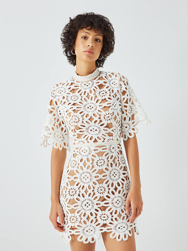 Elliatt Hotshot Floral Crochet Mini Dress, Ivory