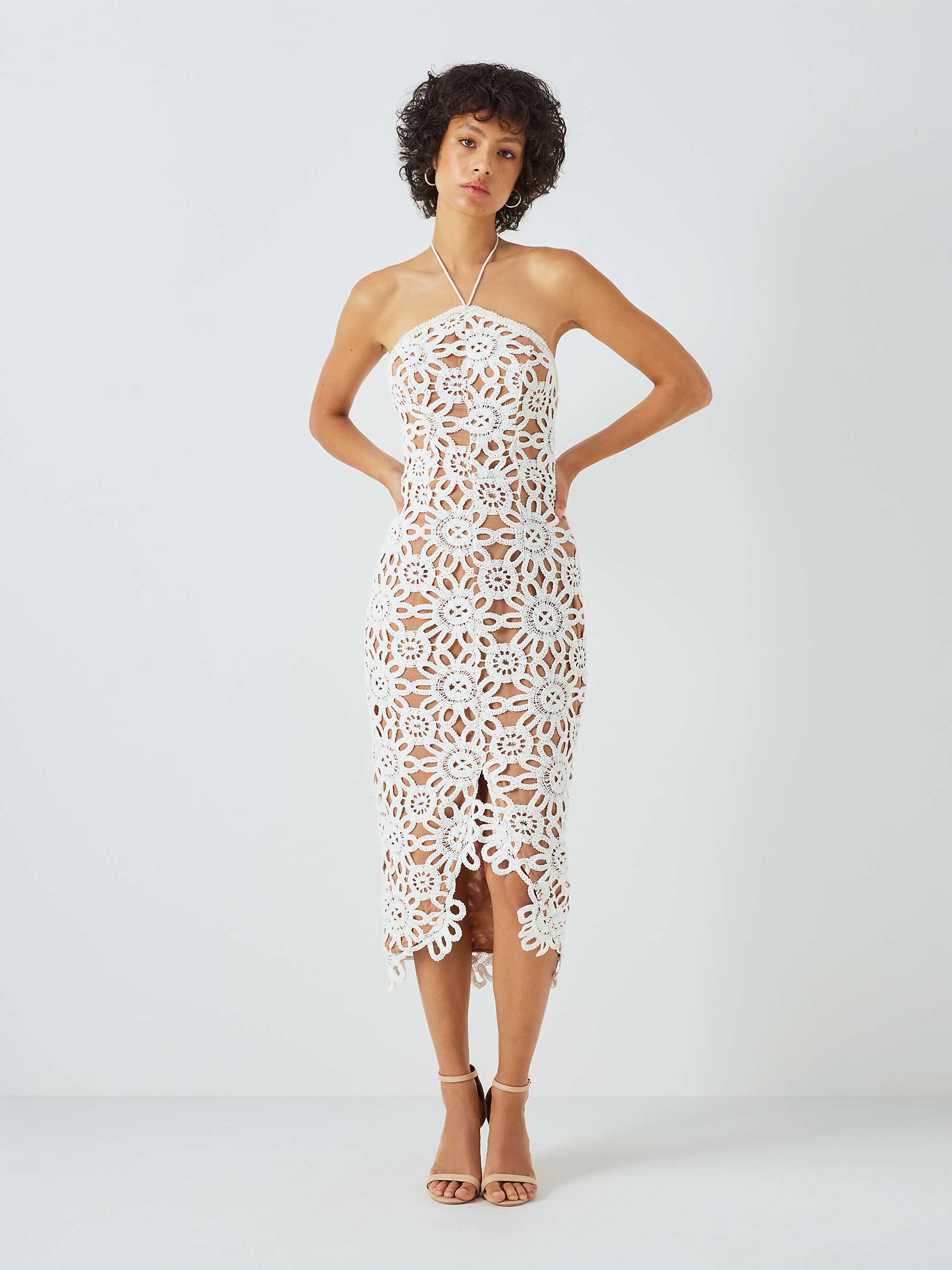 Buy Elliatt Night Floral Crochet Midi Dress, Ivory Online at johnlewis.com