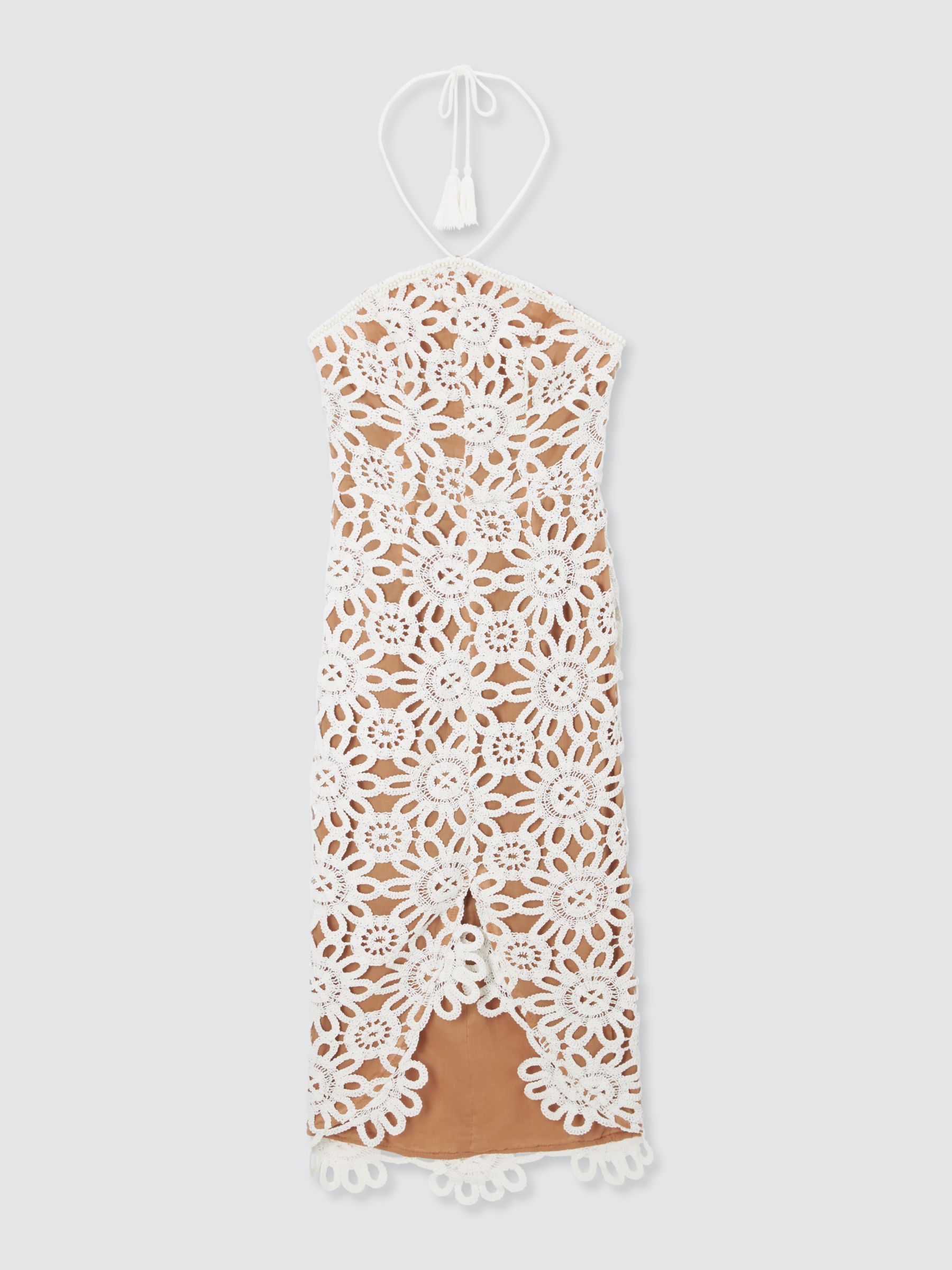 Elliatt Night Floral Crochet Midi Dress, Ivory, XS