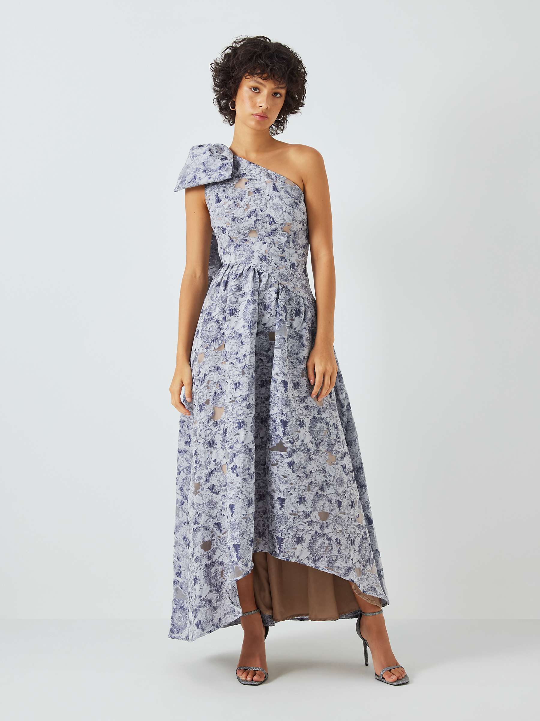 Buy Elliatt Gobi Floral Jacquard One Shoulder Maxi Dress, Slate Bue Online at johnlewis.com
