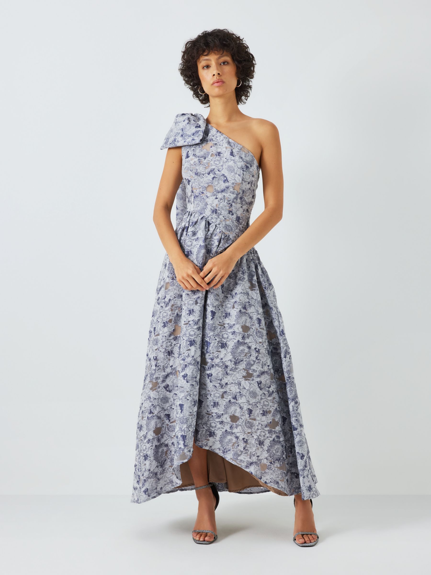 Buy Elliatt Gobi Floral Jacquard One Shoulder Maxi Dress, Slate Bue Online at johnlewis.com