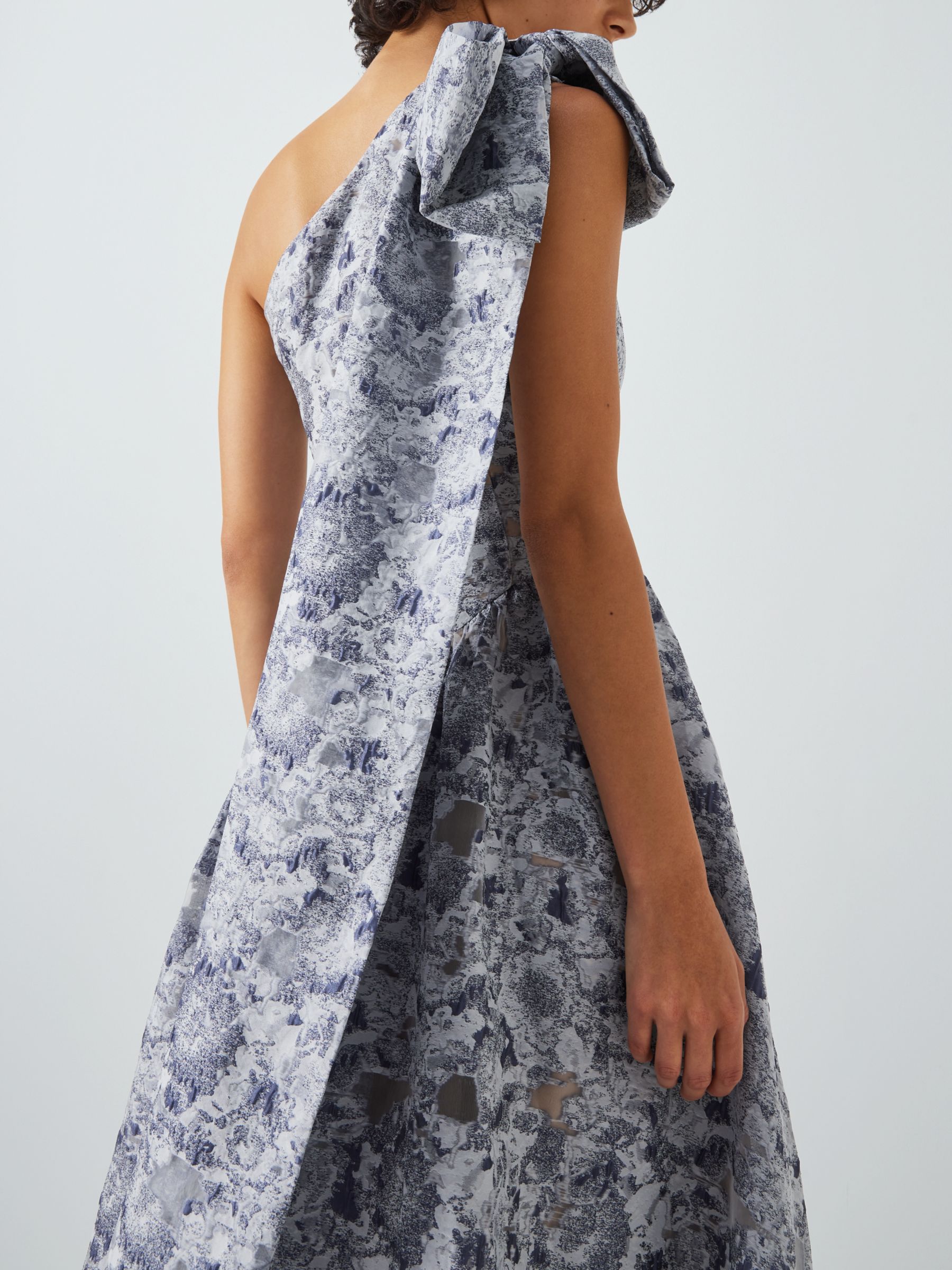 Elliatt Gobi Floral Jacquard One Shoulder Maxi Dress, Slate Blue, XS