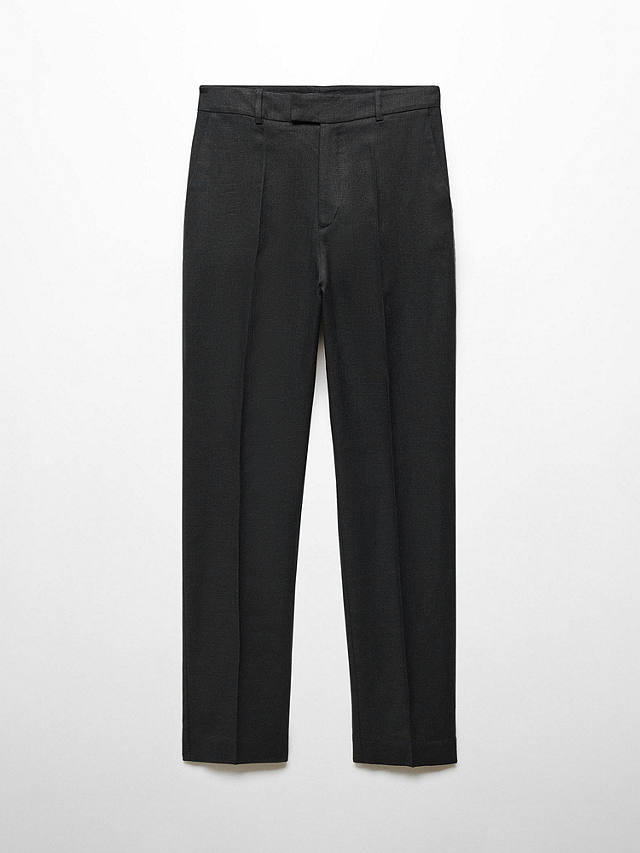 Mango Boreli Linen Trousers, Black
