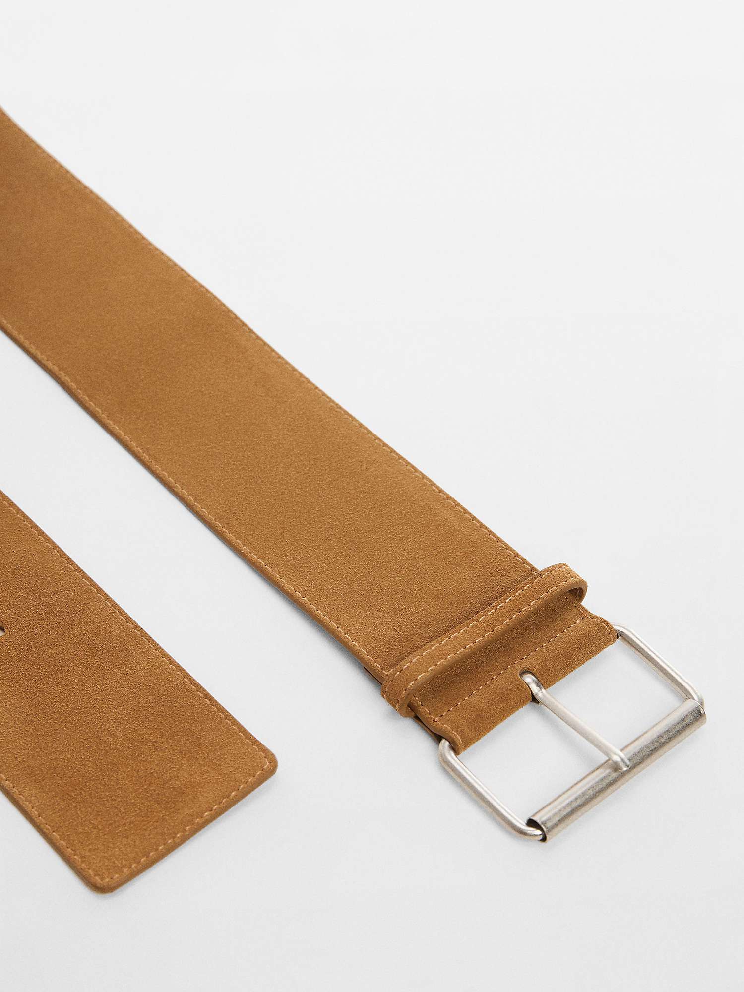 Buy Mango Sandy Wide Leather Belt, Brown Online at johnlewis.com