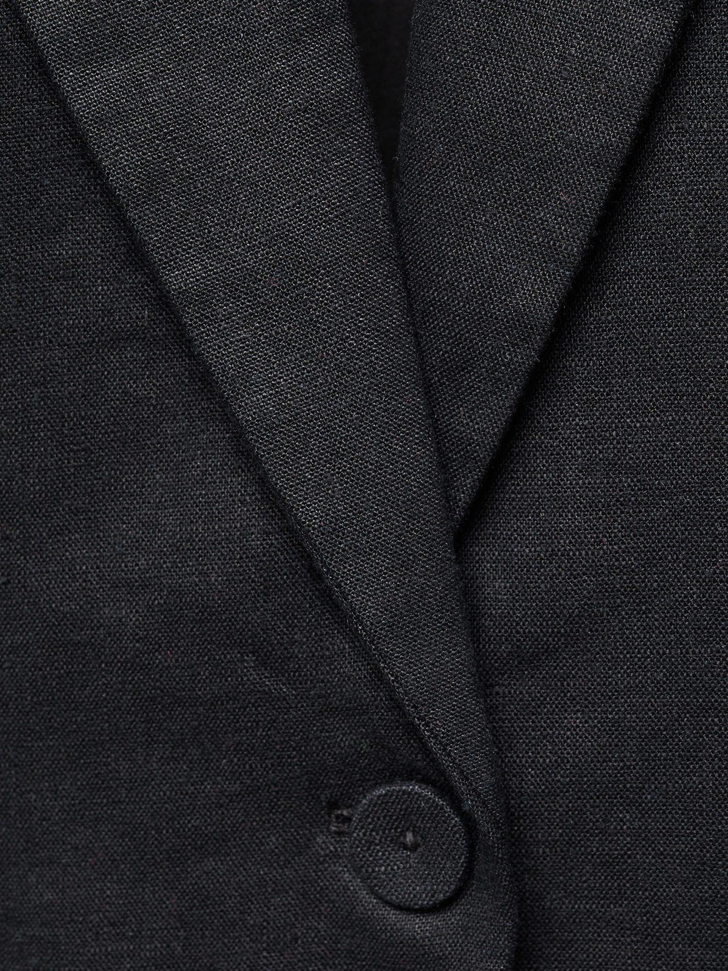 Mango Boreli Linen Blazer, Black