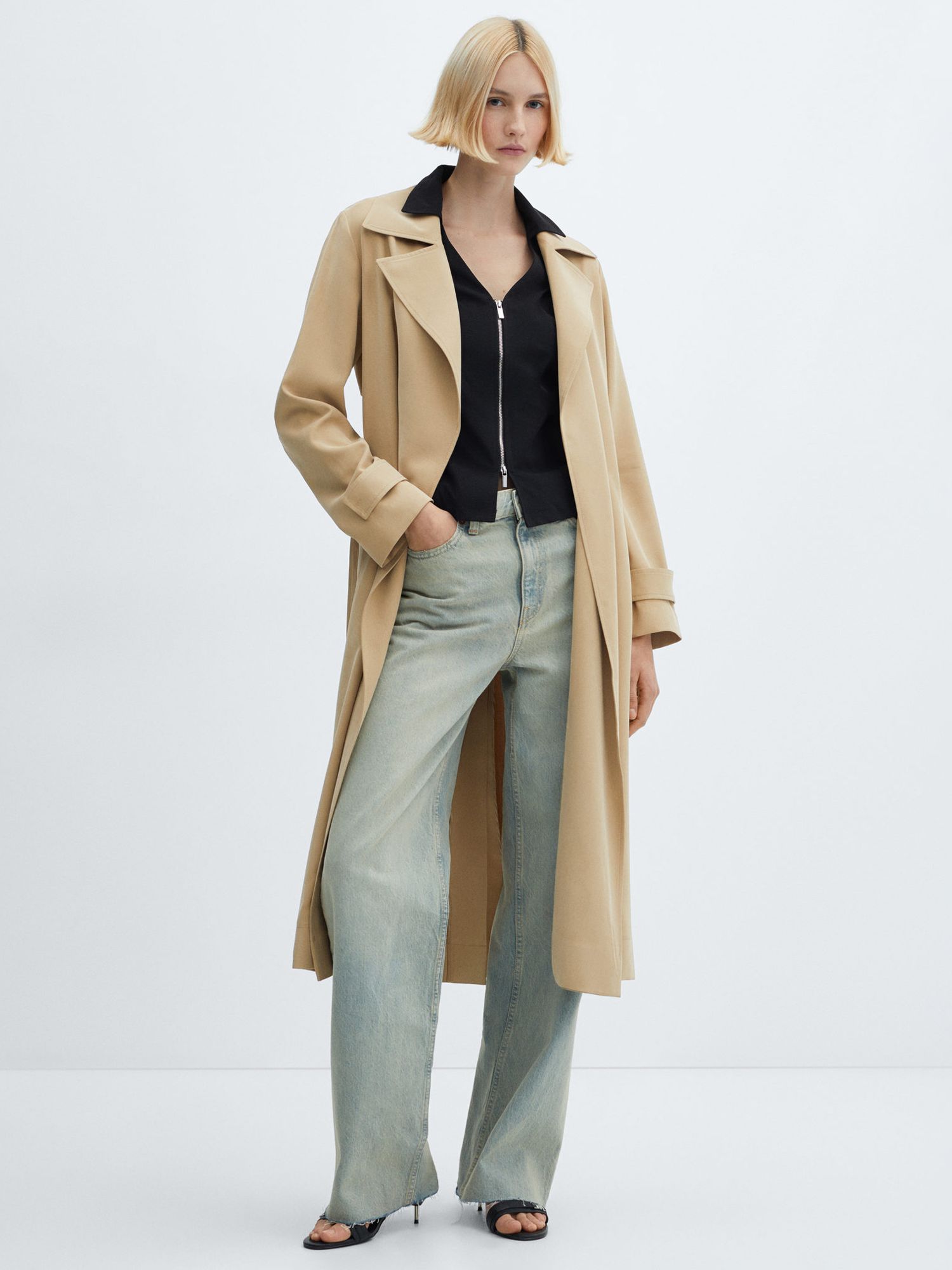 Buy Mango Taxi Flowy Lapel Trench Online at johnlewis.com