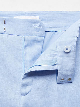 Mango Boreli Linen Trousers, Pastel Blue
