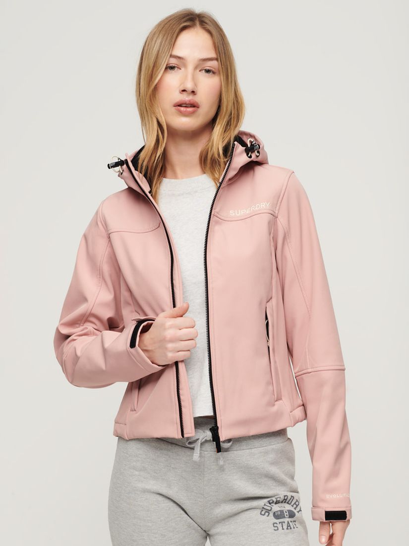 Superdry Hooded Soft Shell Trekker Jacket, Vintage Blush Pink