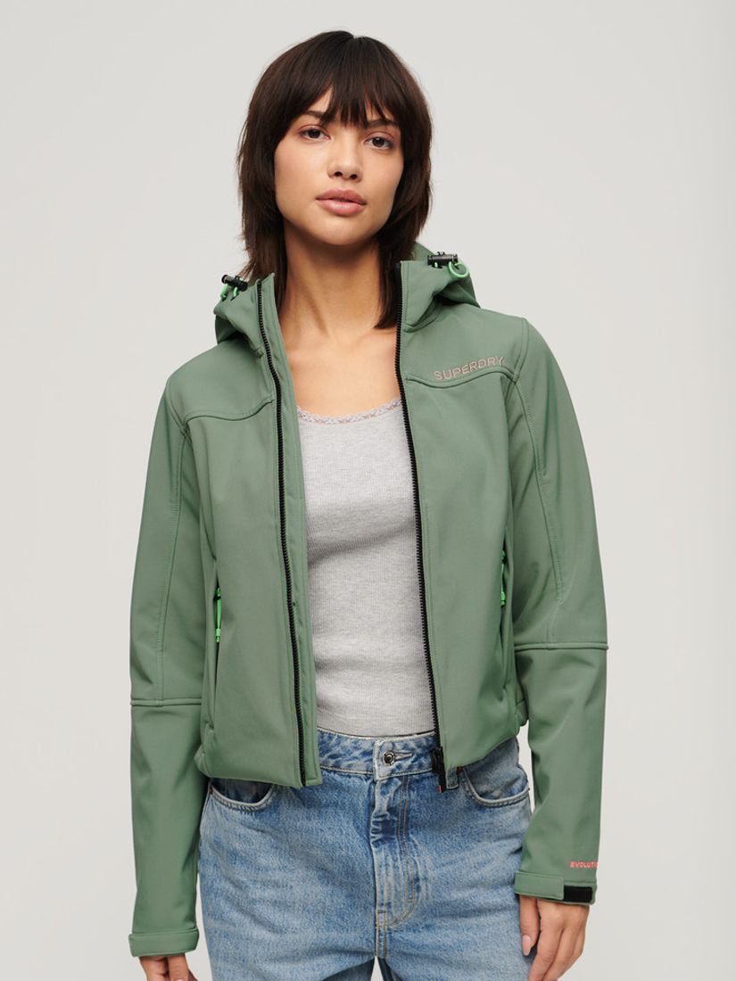 Superdry CODE Trekker Hooded Softshell Jacket, Laurel Khaki