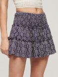 Superdry Tiered Jersey Mini Skirt, Navy