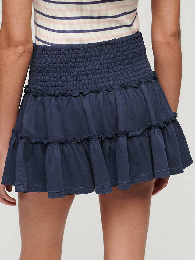 Superdry Tiered Jersey Mini Skirt, Richest Navy