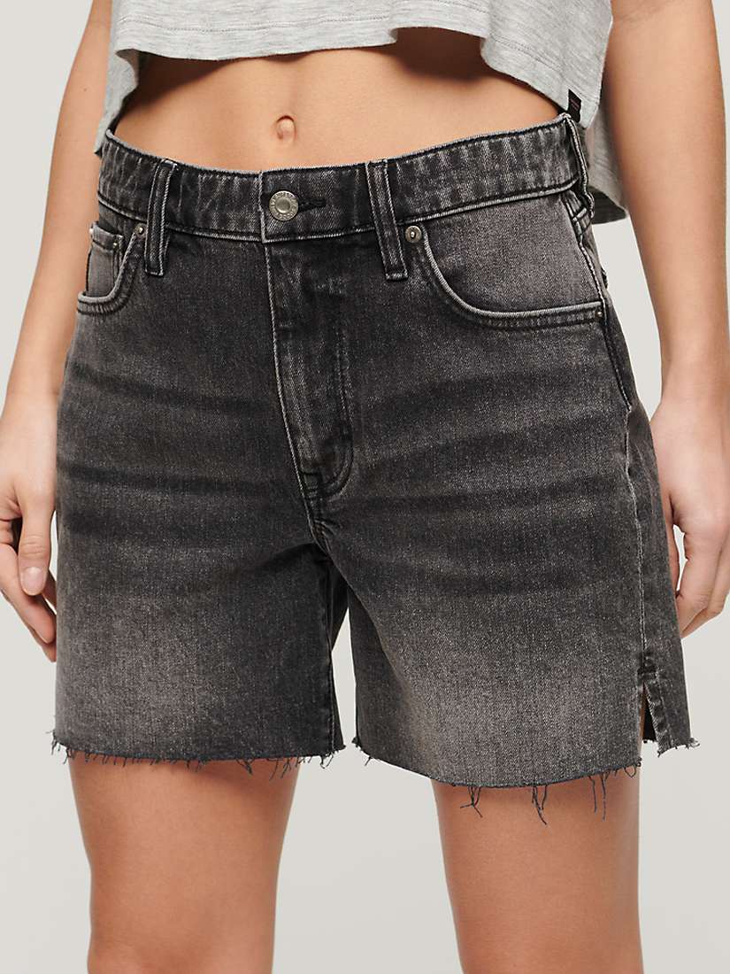 Buy Superdry Mid Rise Cut-Off Shorts, Wolcott Black Stone Online at johnlewis.com