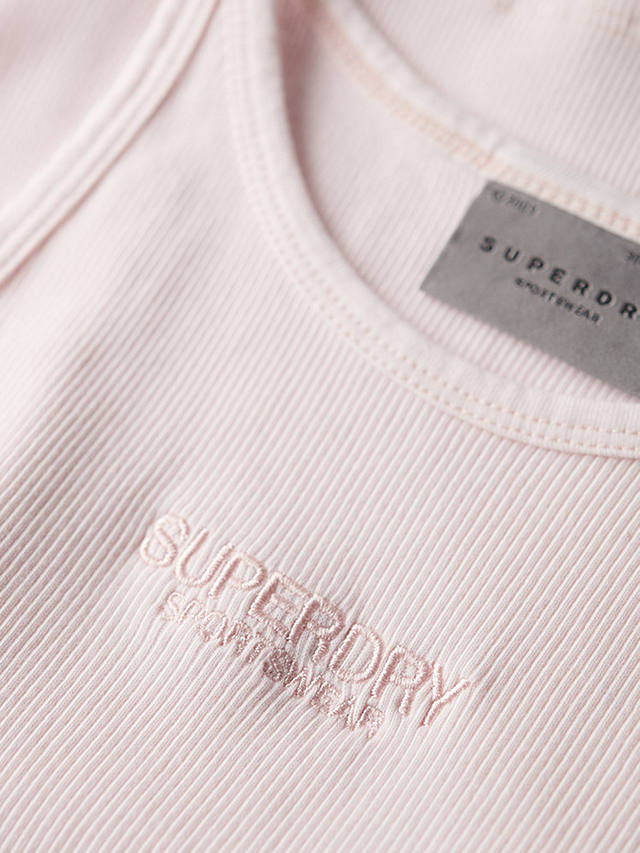 Superdry Embroidered Rib Racer Vest, Mauve Morn Pink