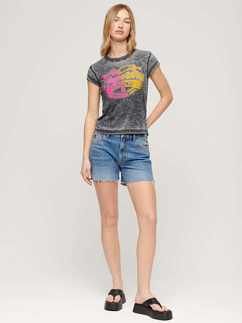 Buy Superdry Fade Rock Graphic Capped Sleeved T-Shirt, Jet Black/Multi Online at johnlewis.com