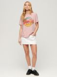 Superdry LA Graphic Relaxed T-Shirt, Somon Pink Marl