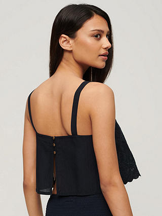 Superdry Ibiza Embroidered Cami Top, Eclipse Navy