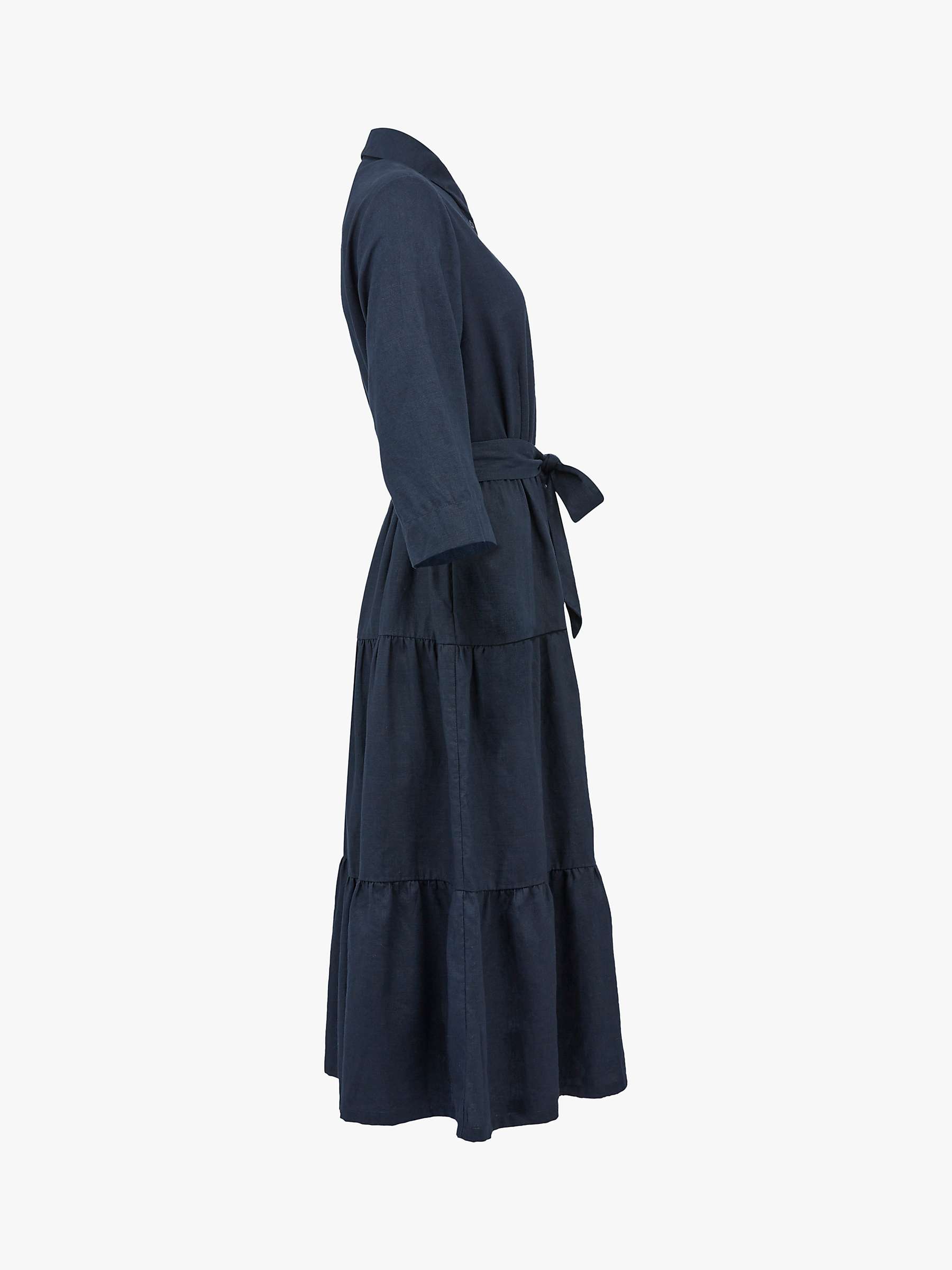 Buy Celtic & Co. Linen Tiered Midi Shirt Dress, Navy Online at johnlewis.com