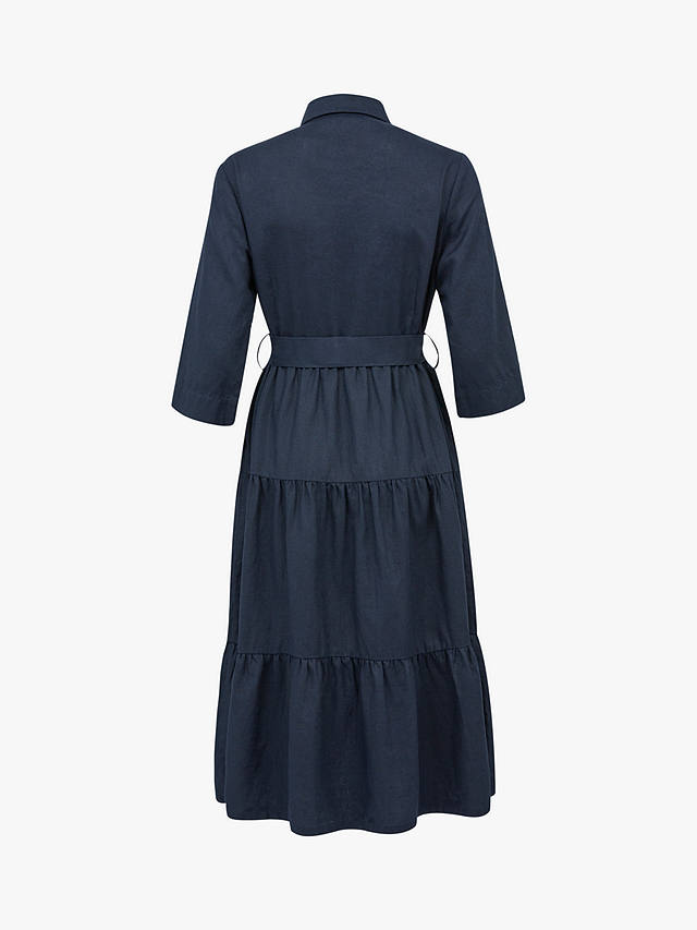 Celtic & Co. Linen Tiered Midi Shirt Dress, Navy