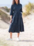 Celtic & Co. Linen Tiered Midi Shirt Dress, Navy