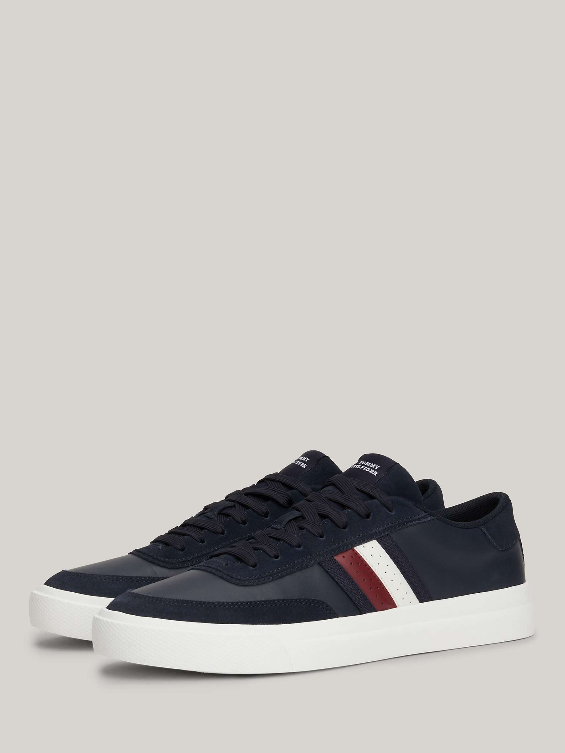 Buy Tommy Hilfiger Cupsole Leather Trainers, Desert Sky Online at johnlewis.com