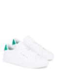 Tommy Hilfiger Low Top Leather Trainers, White/Olympic Green