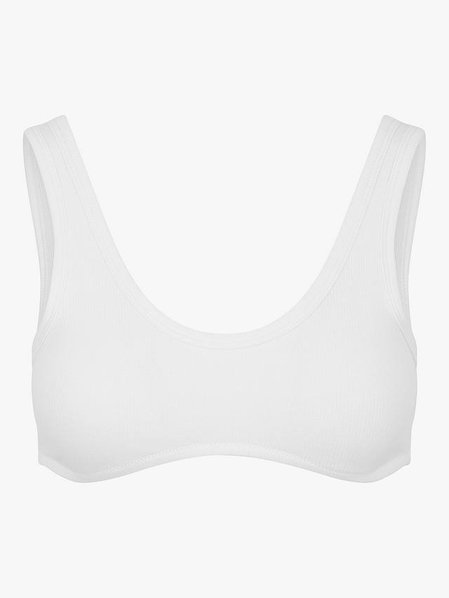 Nudea The Dipped Front Organic Cotton Blend Bralette, White