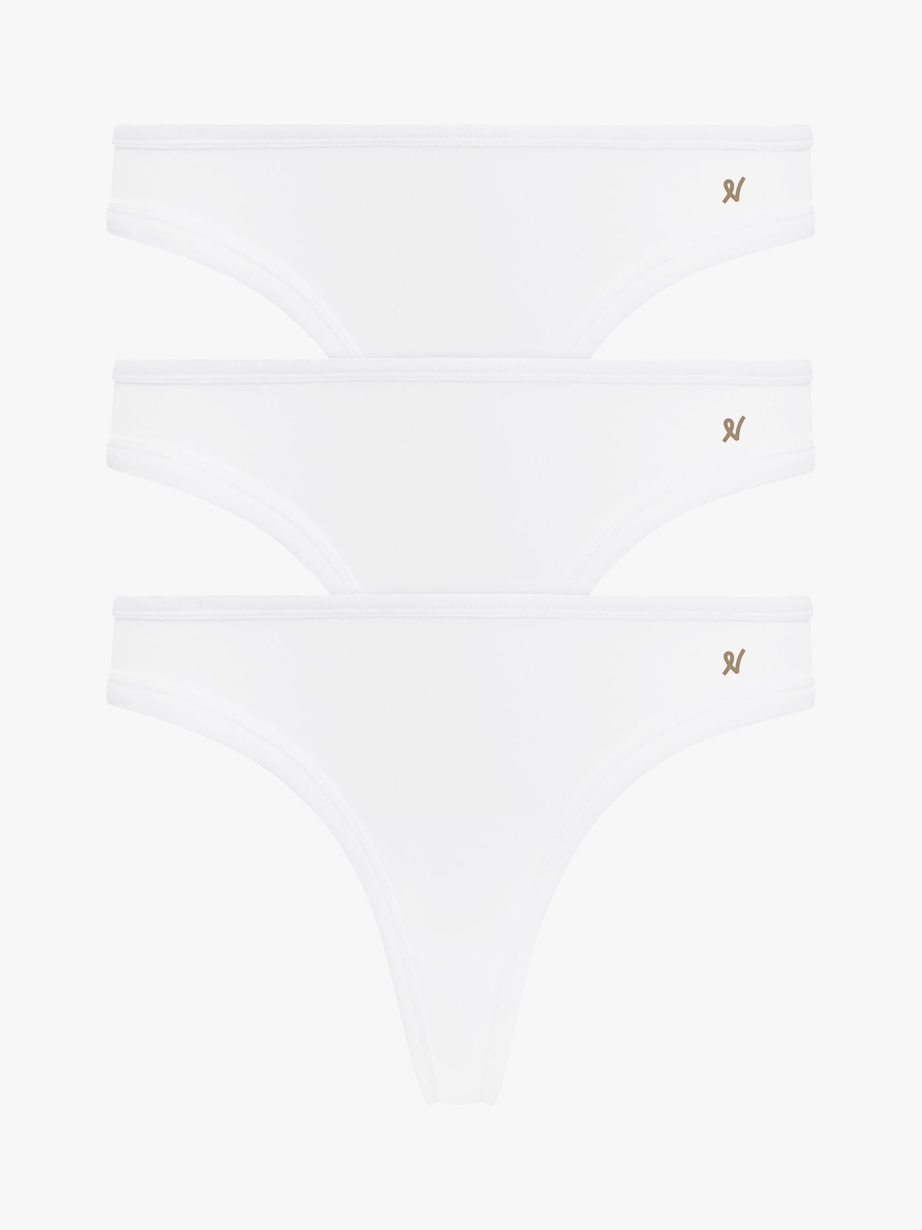 Nudea The Dipped Organic Cotton Blend Thong, Pack of 3, White, XS