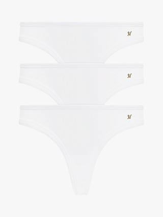 Nudea The Dipped Organic Cotton Blend Thong, Pack of 3, White