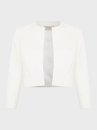 Hobbs Elize Textured Cropped Jacket, White