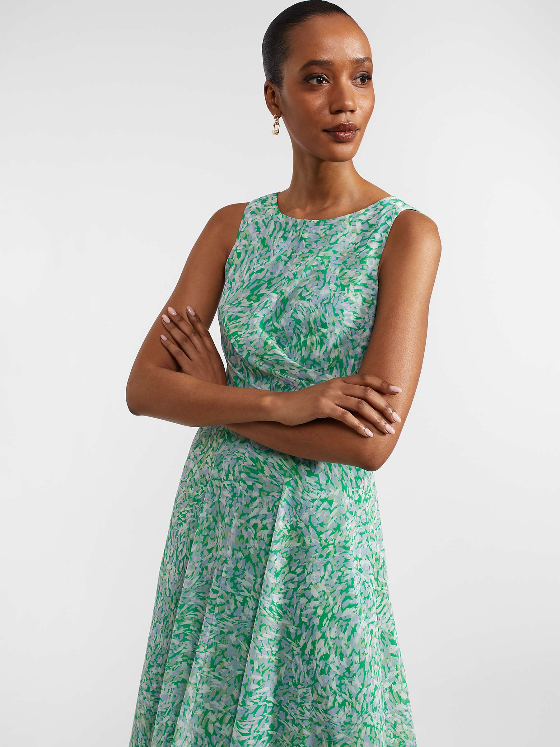 Buy Hobbs Jess Abstract Print Midi Dress, Green/Multi Online at johnlewis.com