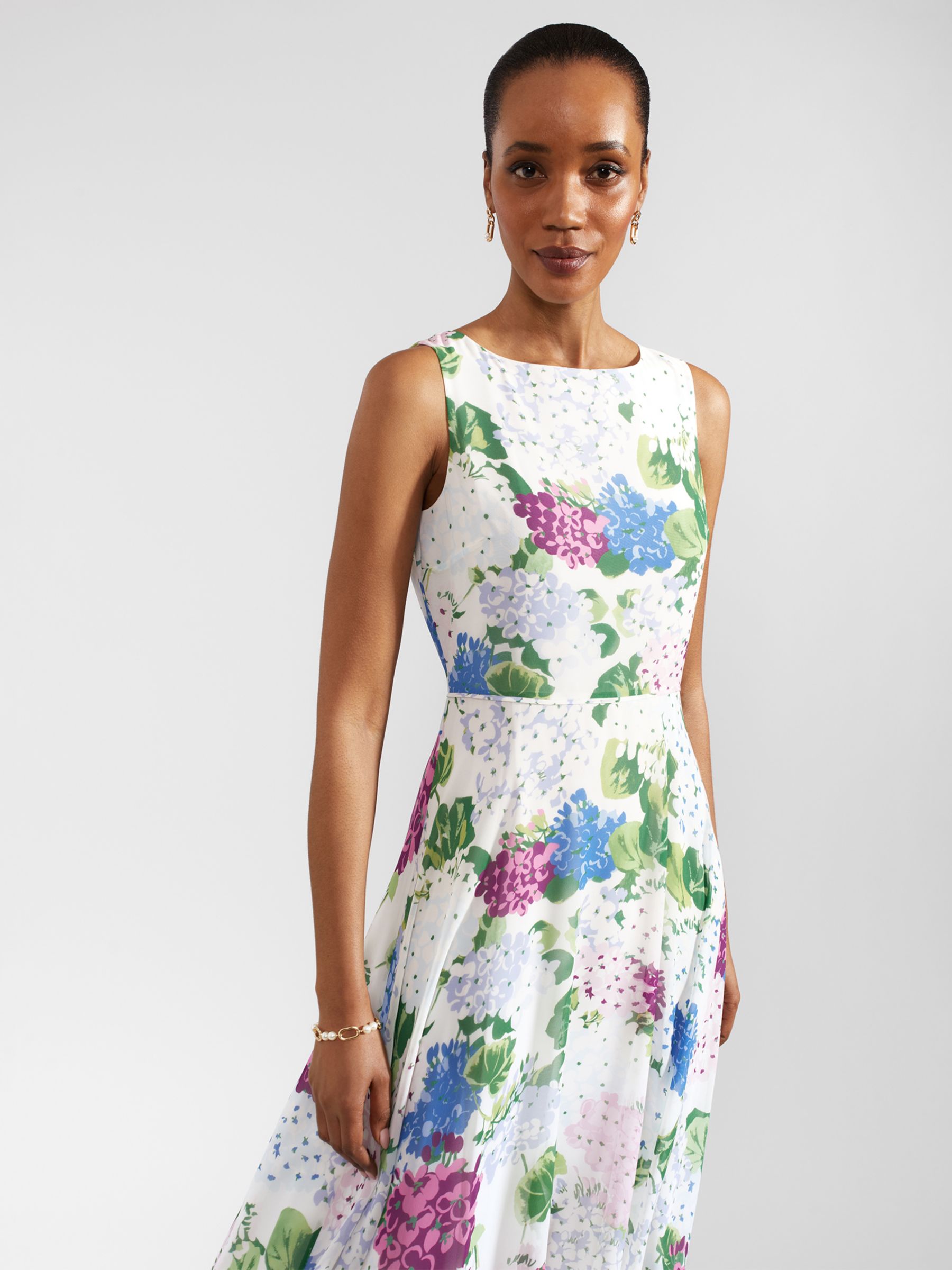 Hobbs Carly Floral Midi Dress, Ivory/Multi, 16