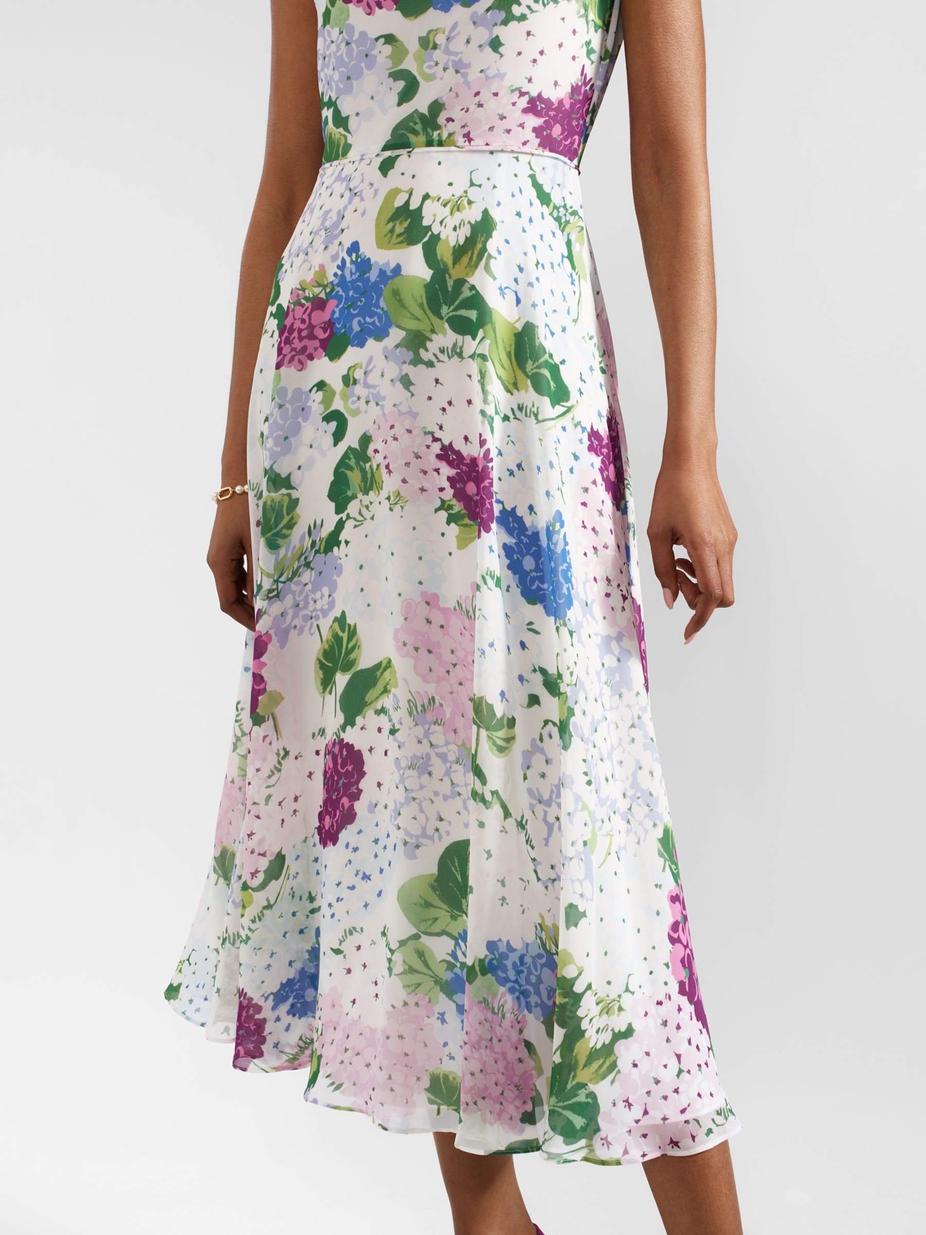 Hobbs Carly Floral Midi Dress, Ivory/Multi, 16