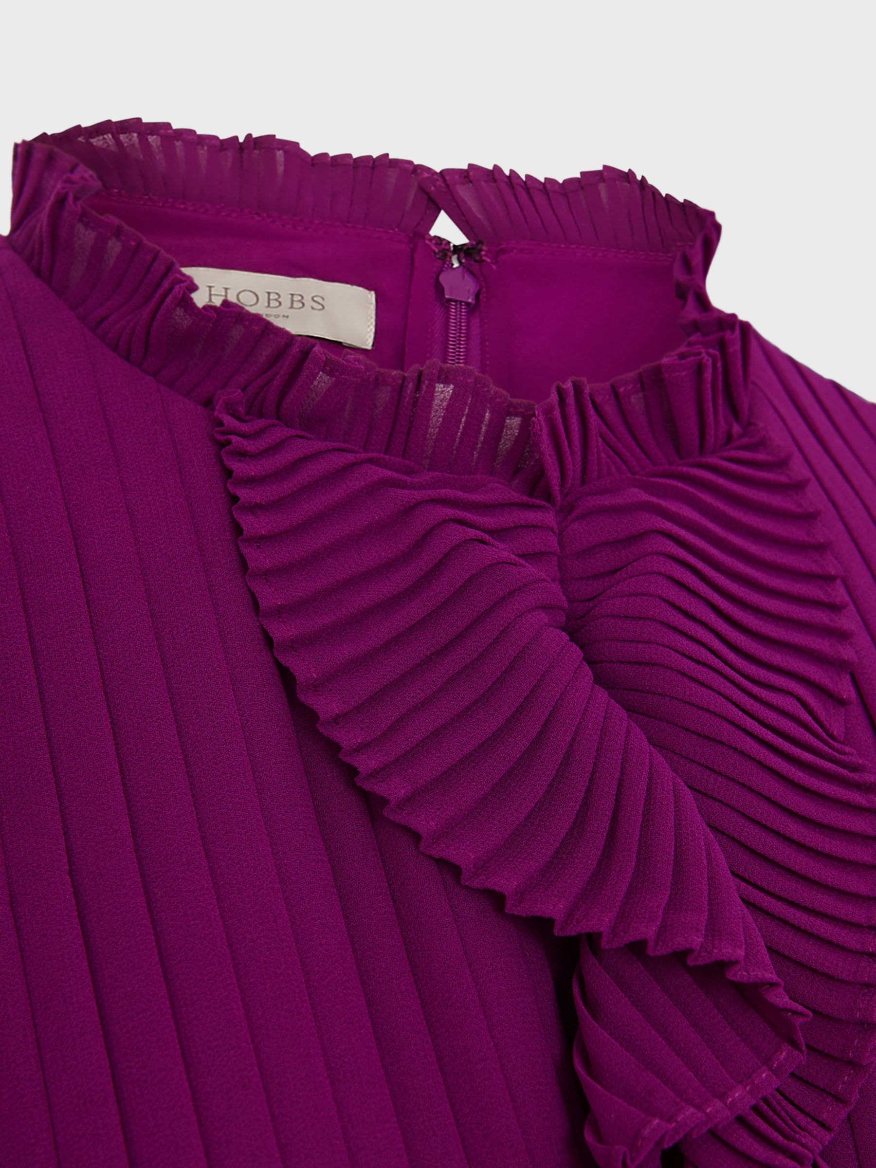 Hobbs Addison Pleated Midi Dress, Magenta Purple, 12