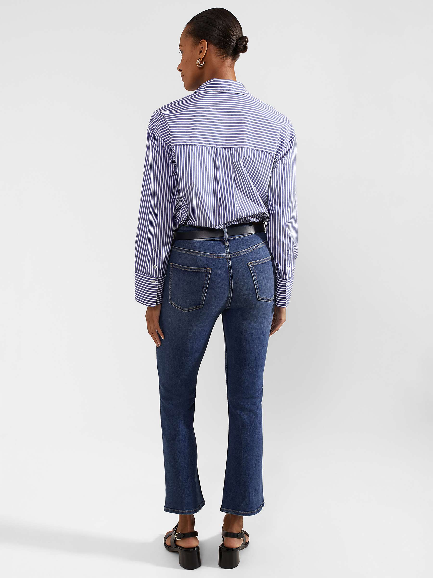 Buy Hobbs Niomi Cropped Kick Flare Jeans, Mid Wash Online at johnlewis.com