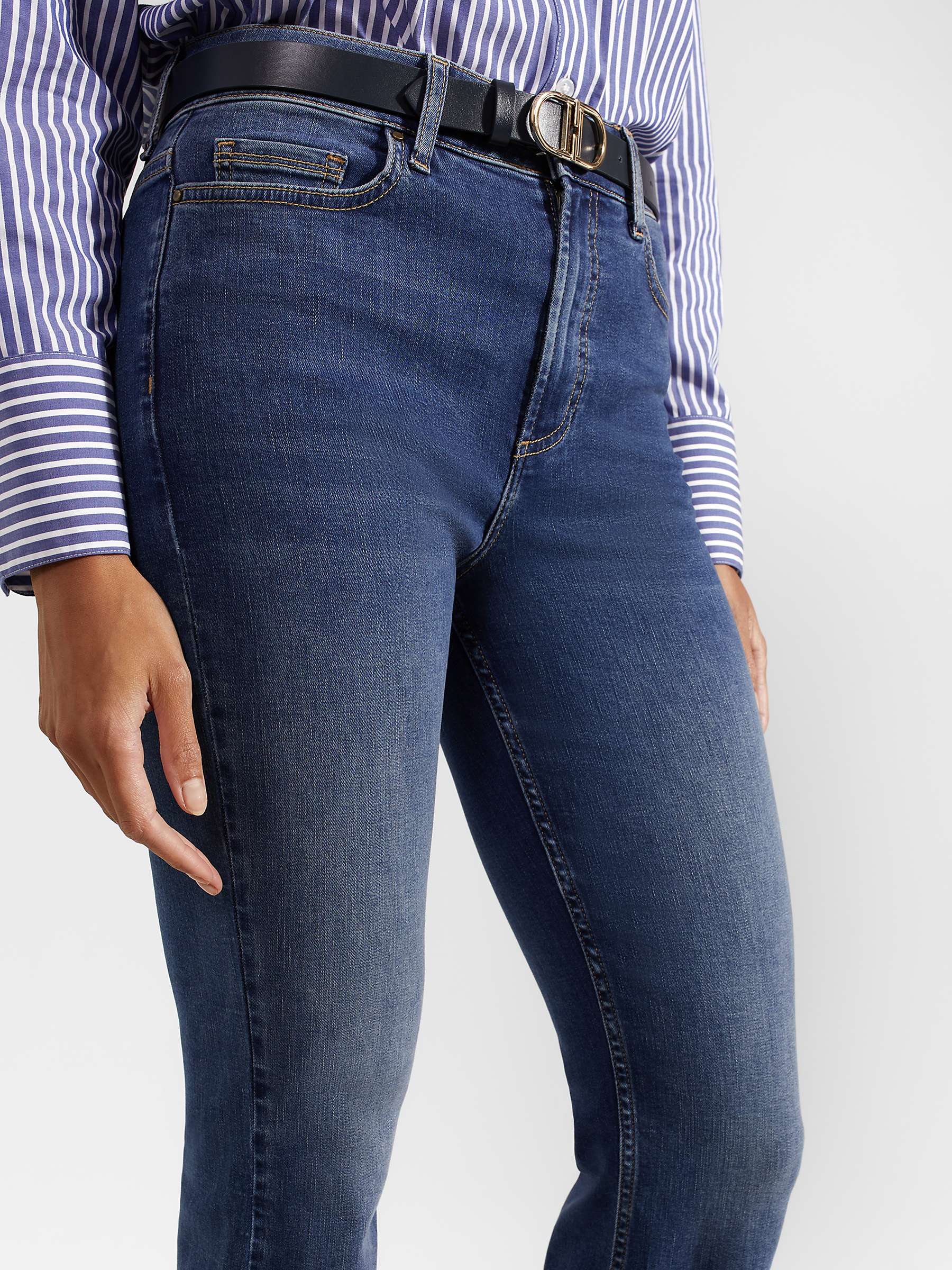 Buy Hobbs Niomi Cropped Kick Flare Jeans, Mid Wash Online at johnlewis.com