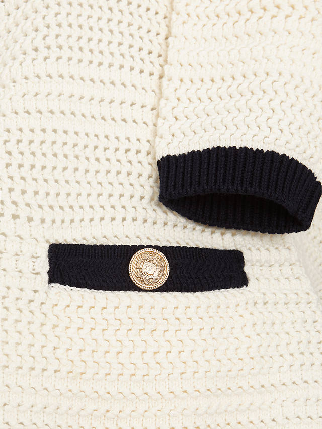 Hobbs Nola Knitted Jacket, Ivory/Navy