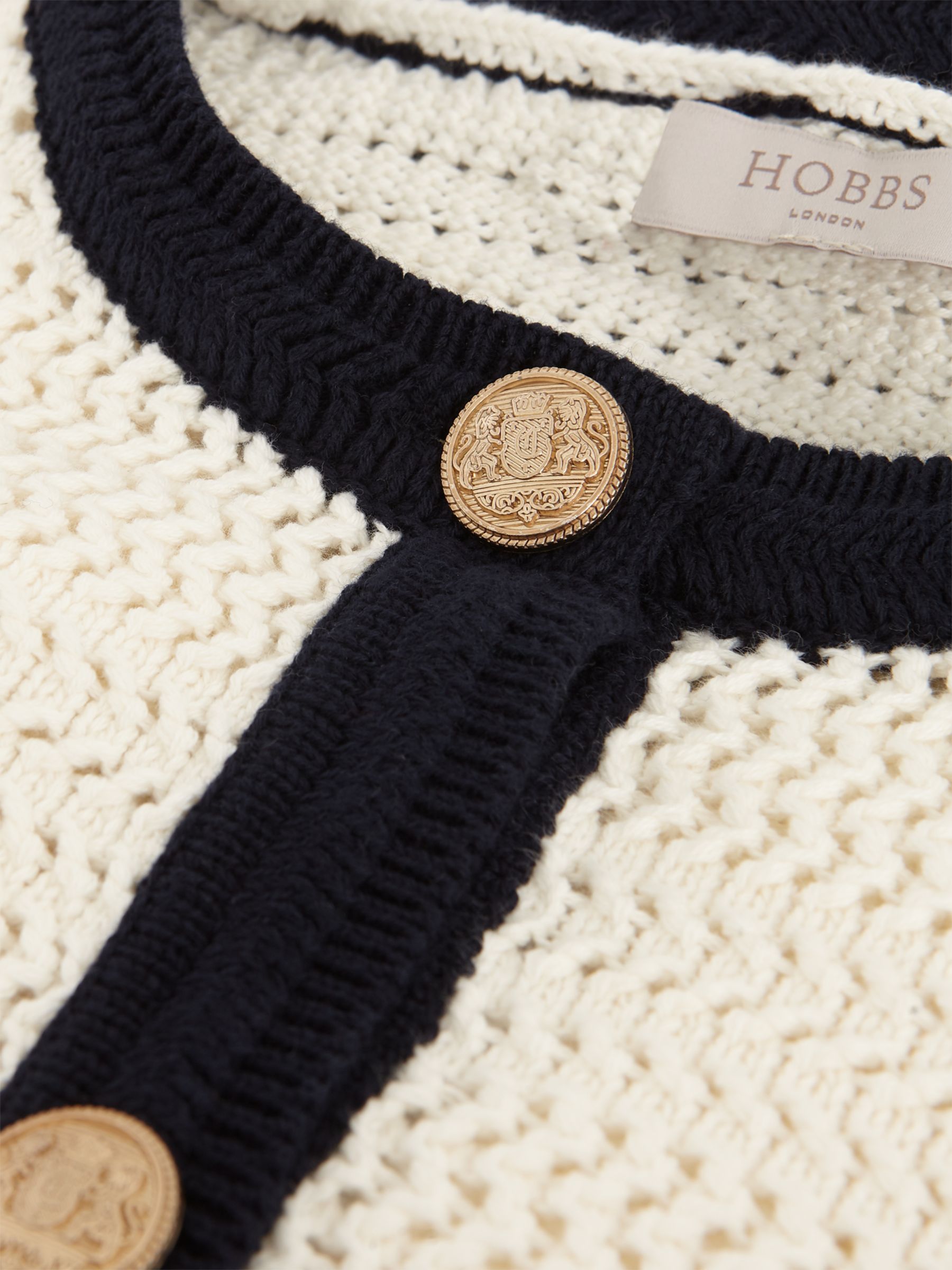 Buy Hobbs Nola Knitted Jacket, Ivory/Navy Online at johnlewis.com
