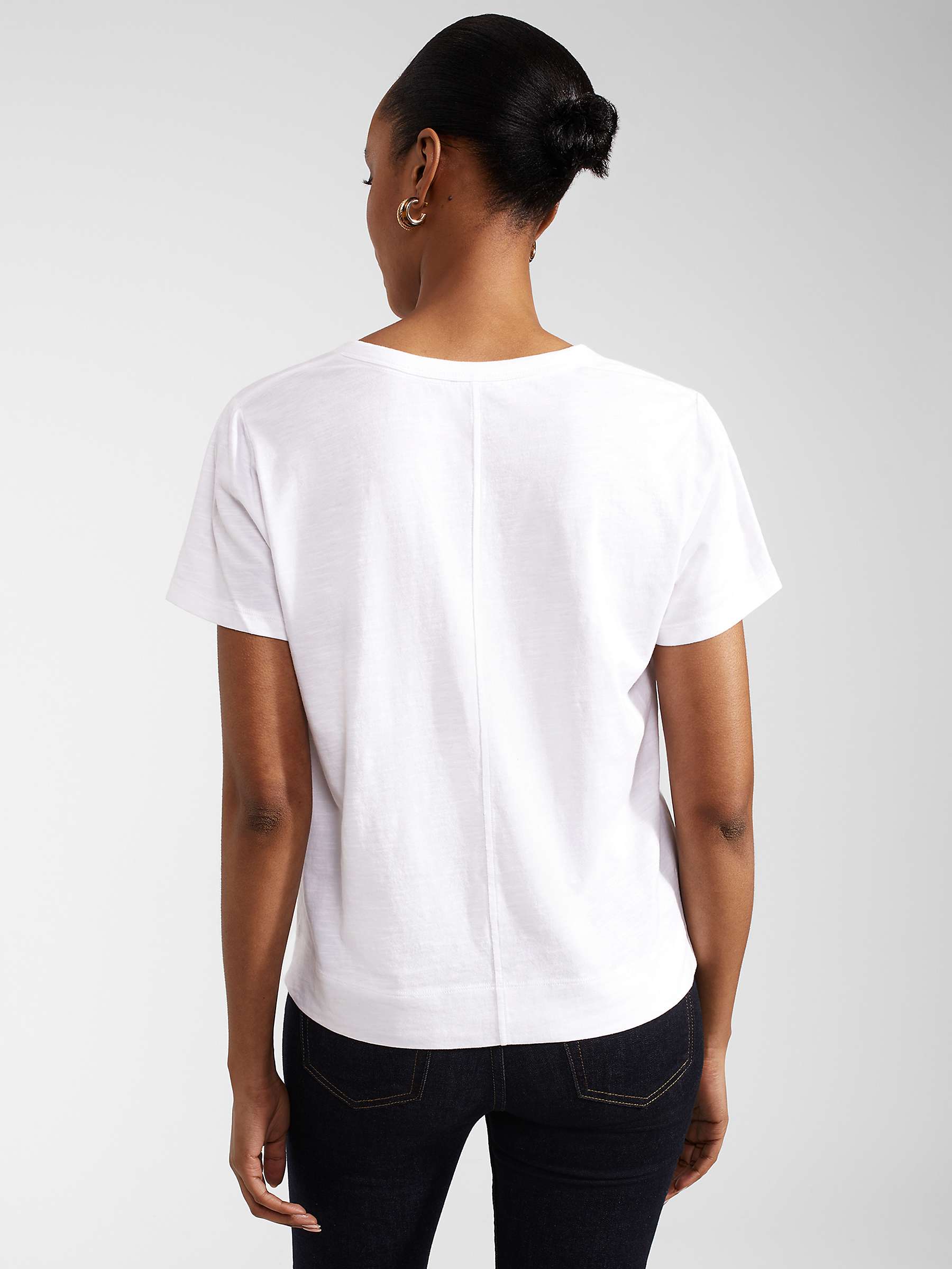 Buy Hobbs Arianna V-Neck Cotton Slub T-Shirt, White Online at johnlewis.com