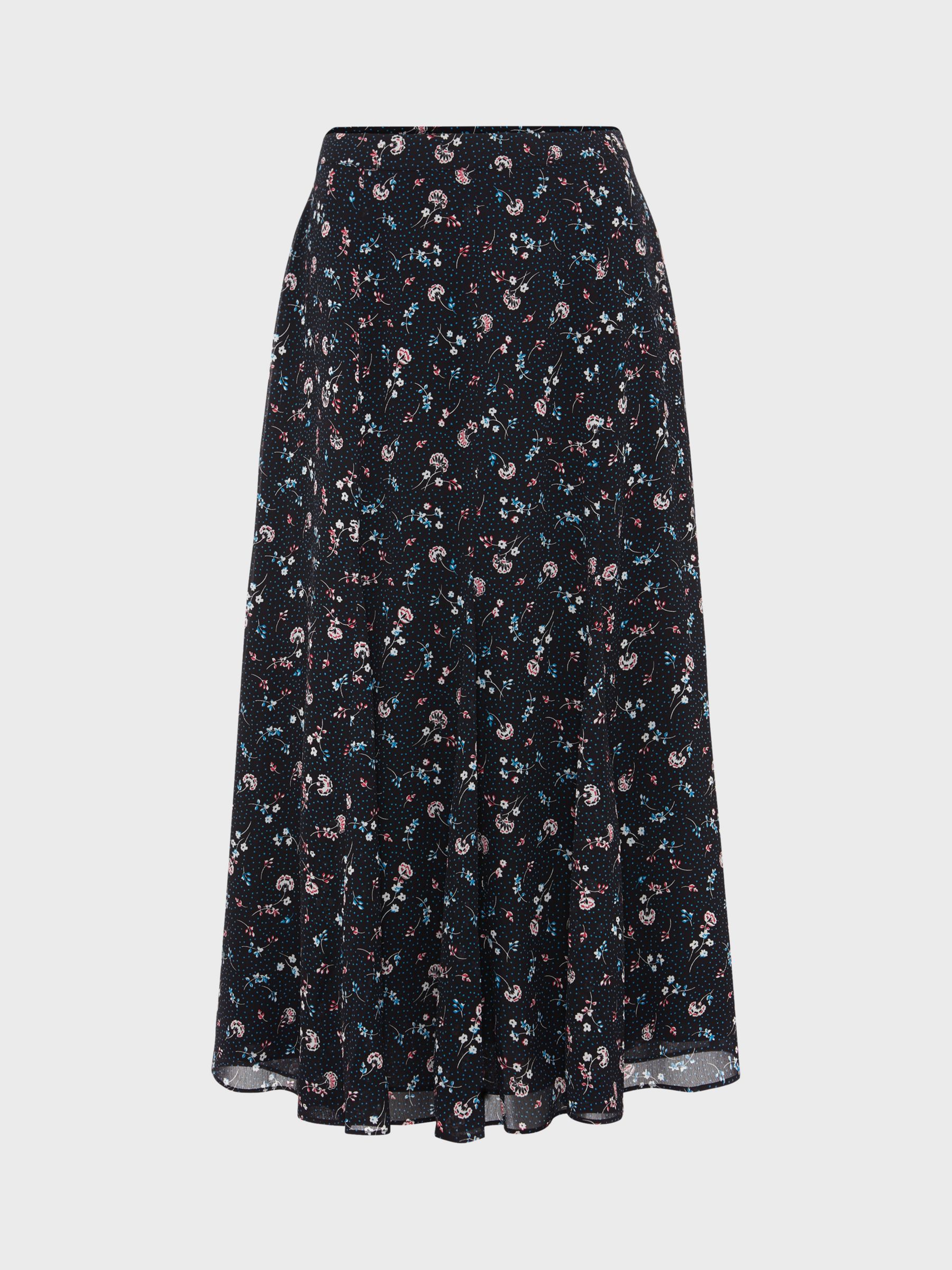 Buy Hobbs Tess Ditsy Floral Print Midi Skirt, Navy/Multi Online at johnlewis.com